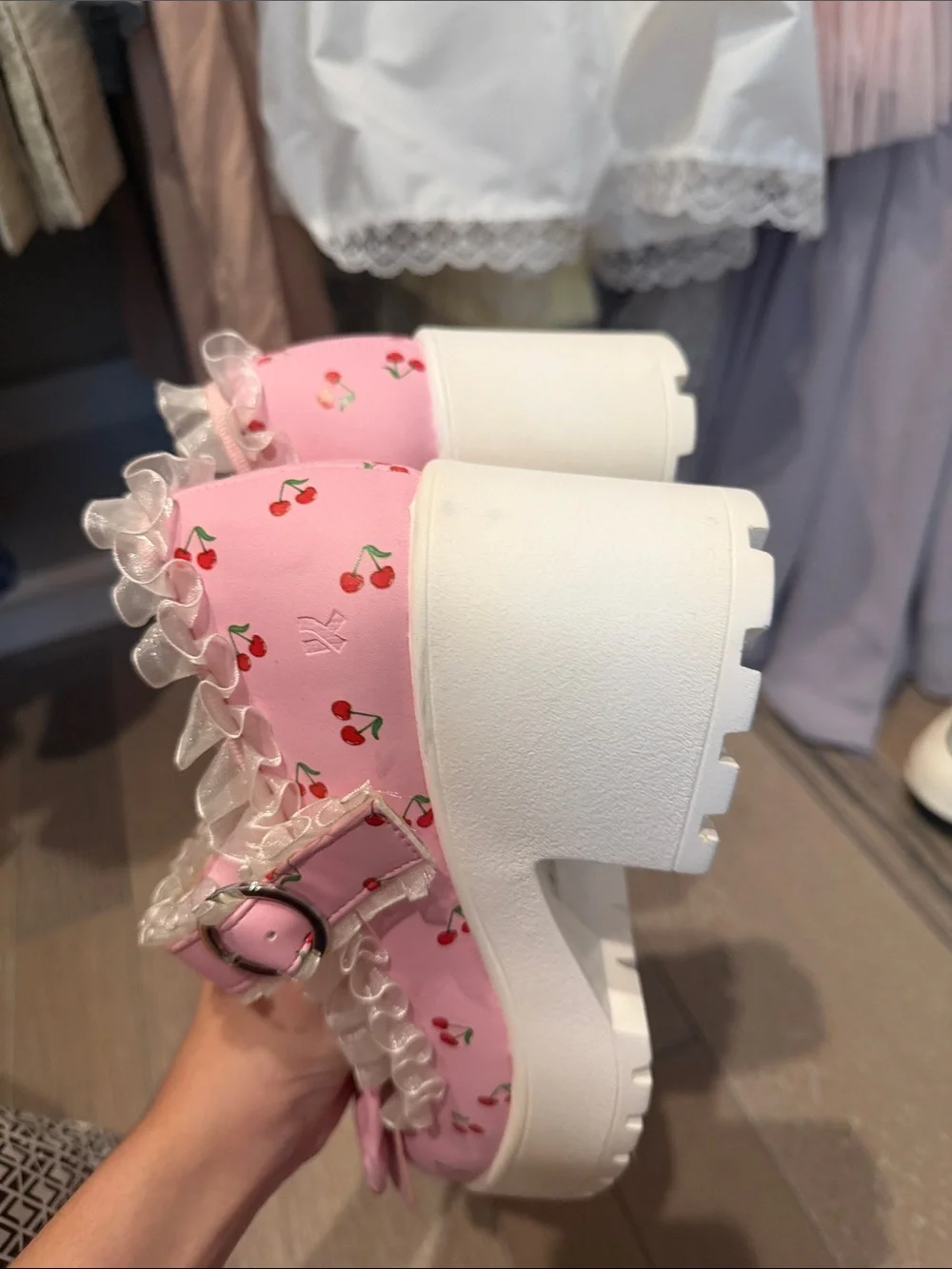 koi pink cherry mary janes